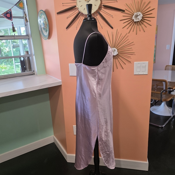 Vintage 90s Slip Dress Purple Satin Chemise Lace Grunge Babydoll Aesthetic - Picture 6 of 14
